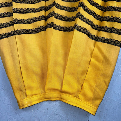 Vintage Marlies Handwebe Tyrol Skirt Yellow Wool Black Lace Trim Austria 50s