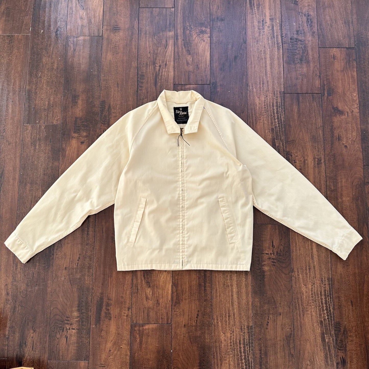 Vintage Work Jacket Men's Yellow Full Zip Gabardine 60s Talon 70s Chore Light