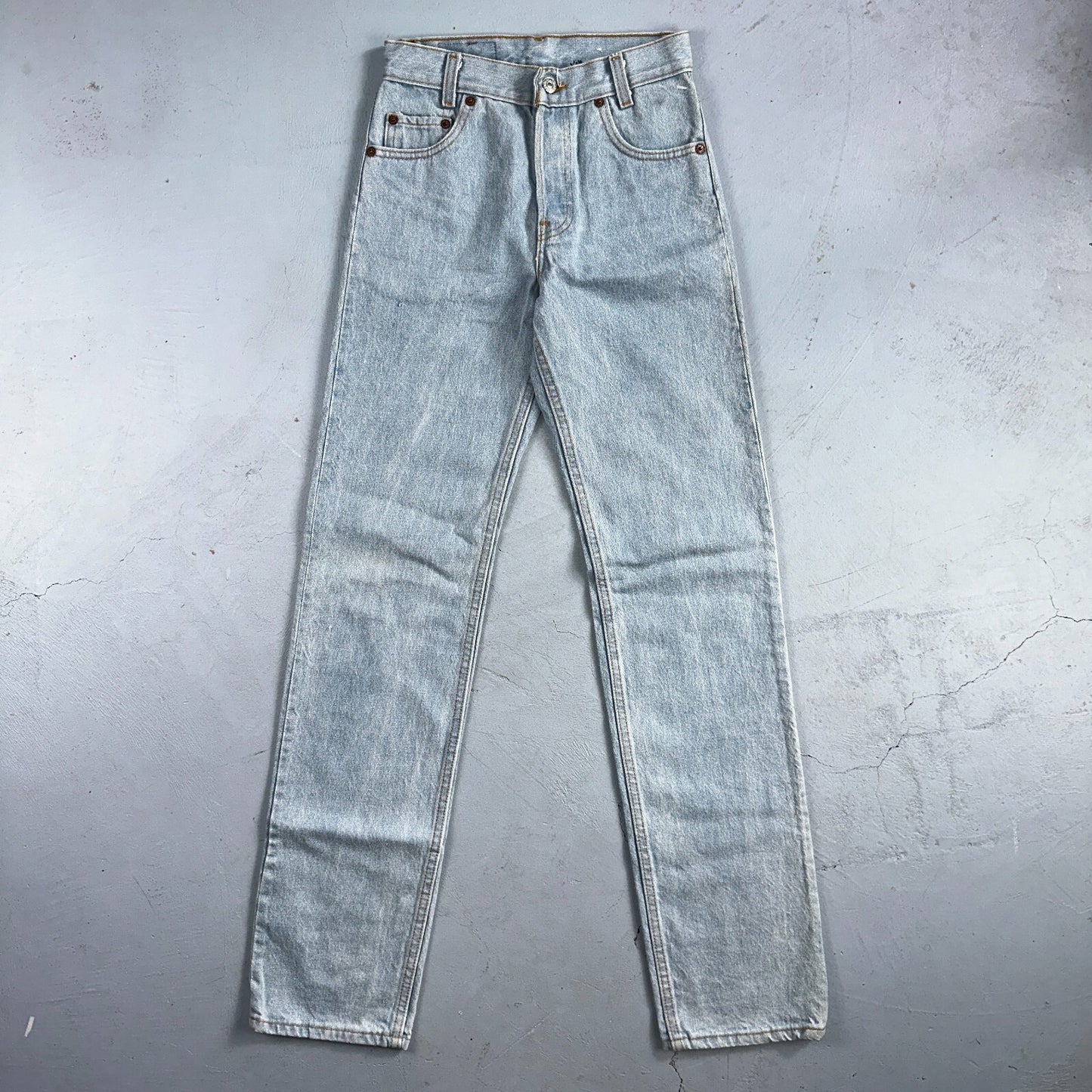 Levis 701 Vintage 90s USA XX Straight Leg Jeans Blue Light Wash 501 Rare 25x32