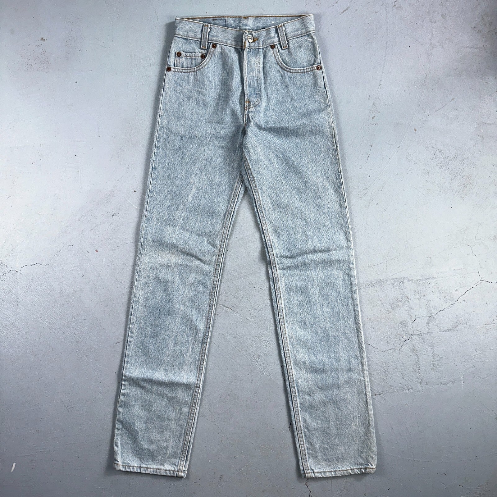 Levis 701 Vintage 90s USA XX Straight Leg Jeans Blue Light Wash 501 Rare 25x32