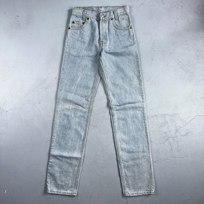 Levis 701 Vintage 90s USA XX Straight Leg Jeans Blue Light Wash 501 Rare 25x32