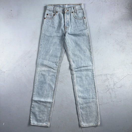 Levis 701 Vintage 90s USA XX Straight Leg Jeans Blue Light Wash 501 Rare 25x32
