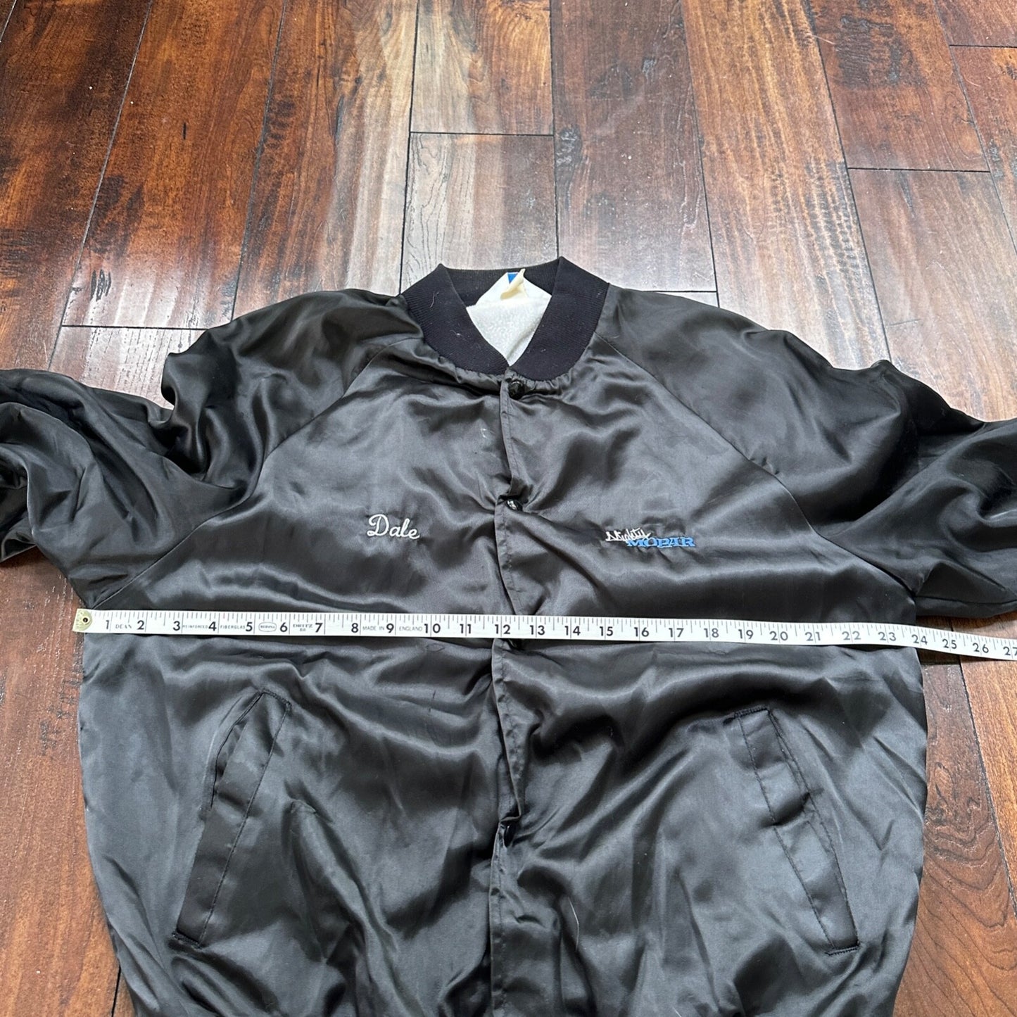 VTG 80s GTX Plymouth Satin Bomber Jacket USA West Ark Rare 90s White