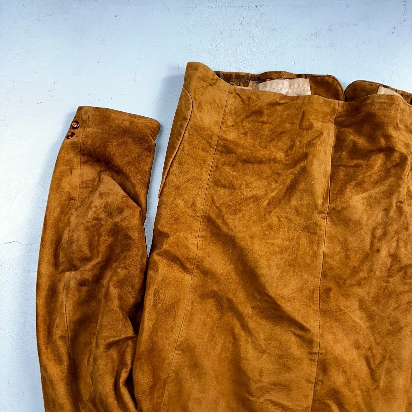 Vintage 50s Pennys Men’s 42L Brown Suede Leather Western Coat Blazer Chore 1950s