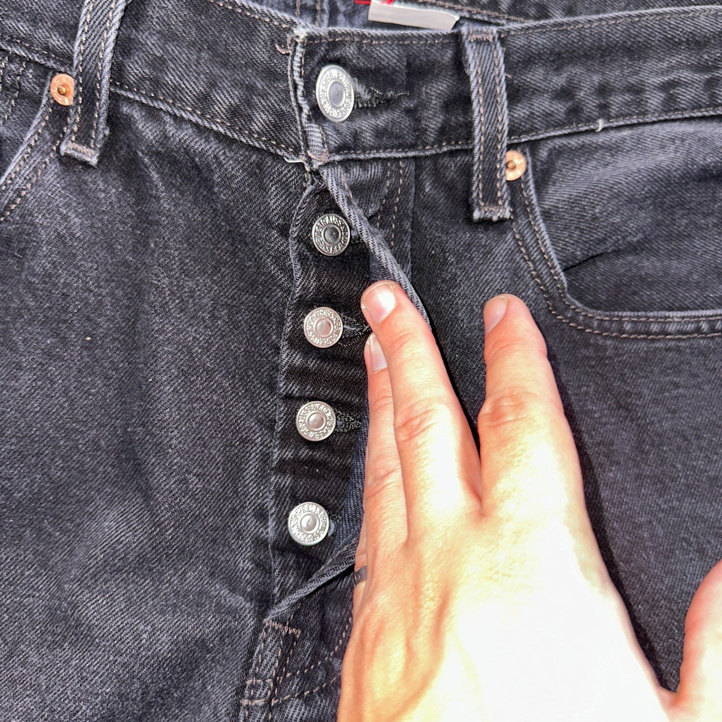 Levis 501 Vintage Y2K 90s XX Straight Leg Jeans Black Faded Wash 33x34 Act 32x33