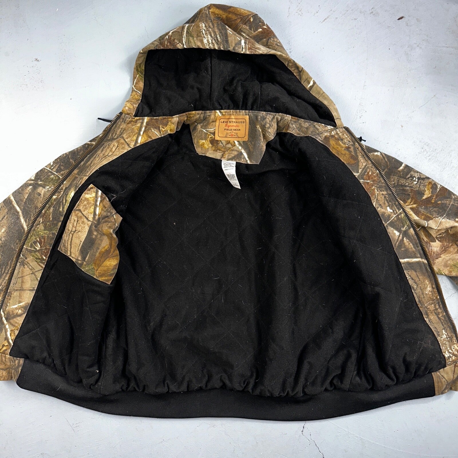 Levi Strauss Signature Field Gear Jacket Mens L Camo Hooded Realtree Lined Coat