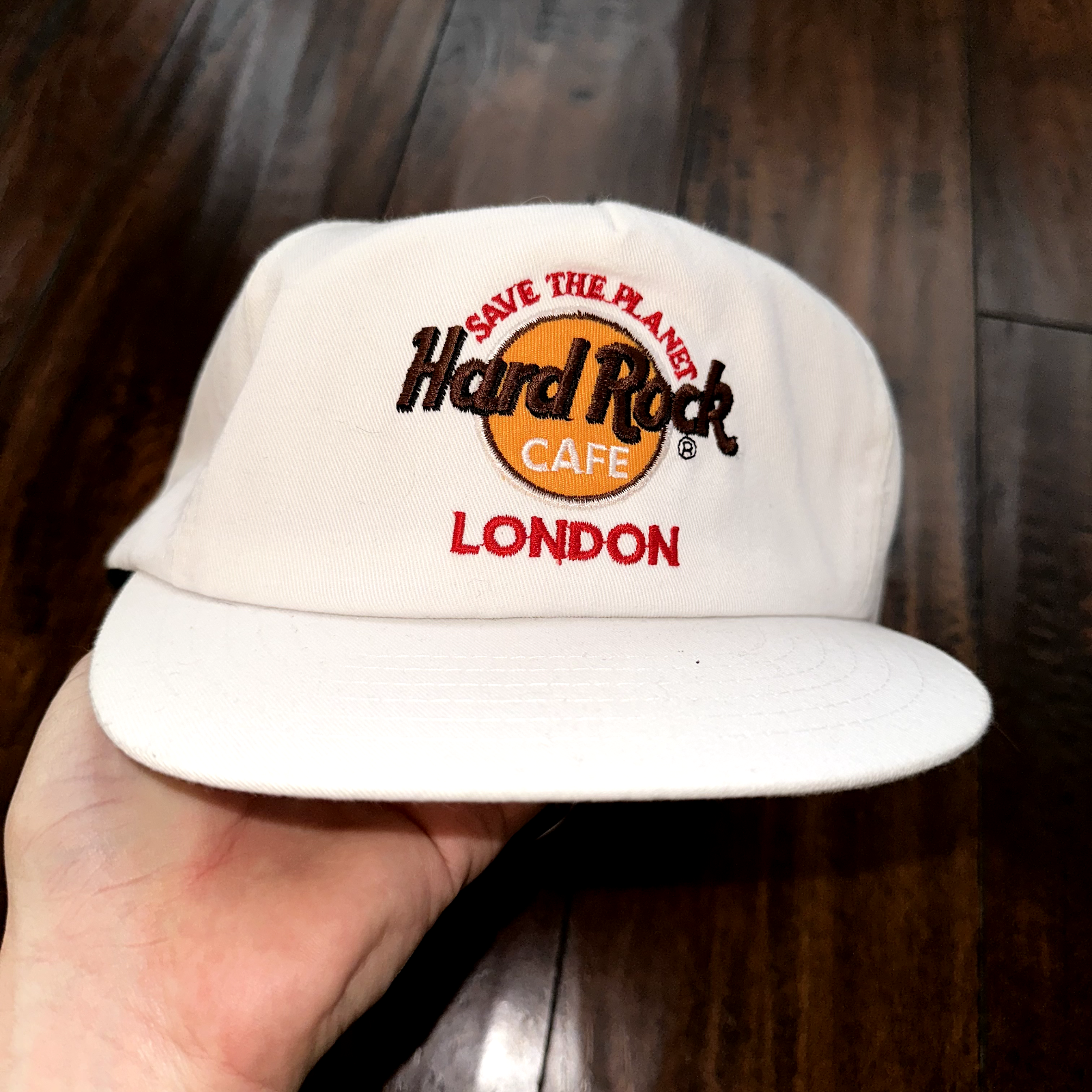 Hard Rock Cafe London Save The Planet White Adjustable Strapback Hat Adult VTG