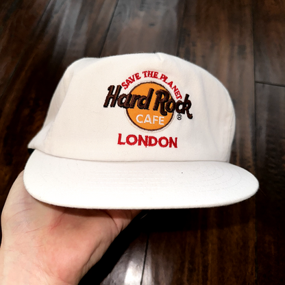 Hard Rock Cafe London Save The Planet White Adjustable Strapback Hat Adult VTG
