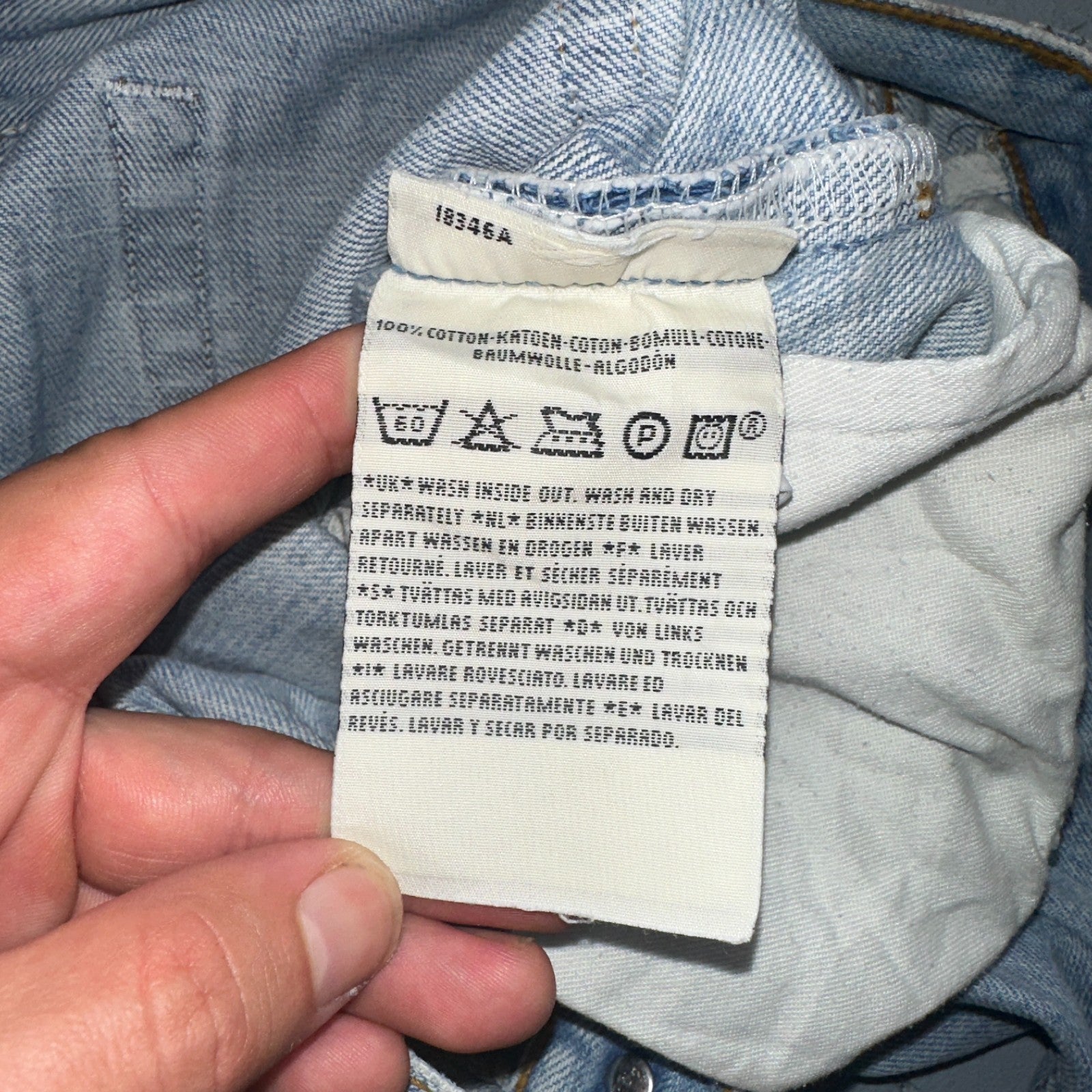 Levis 501 Vintage 90s Poland Straight Leg Jeans Blue Light Wash 36x32 Act 34x31