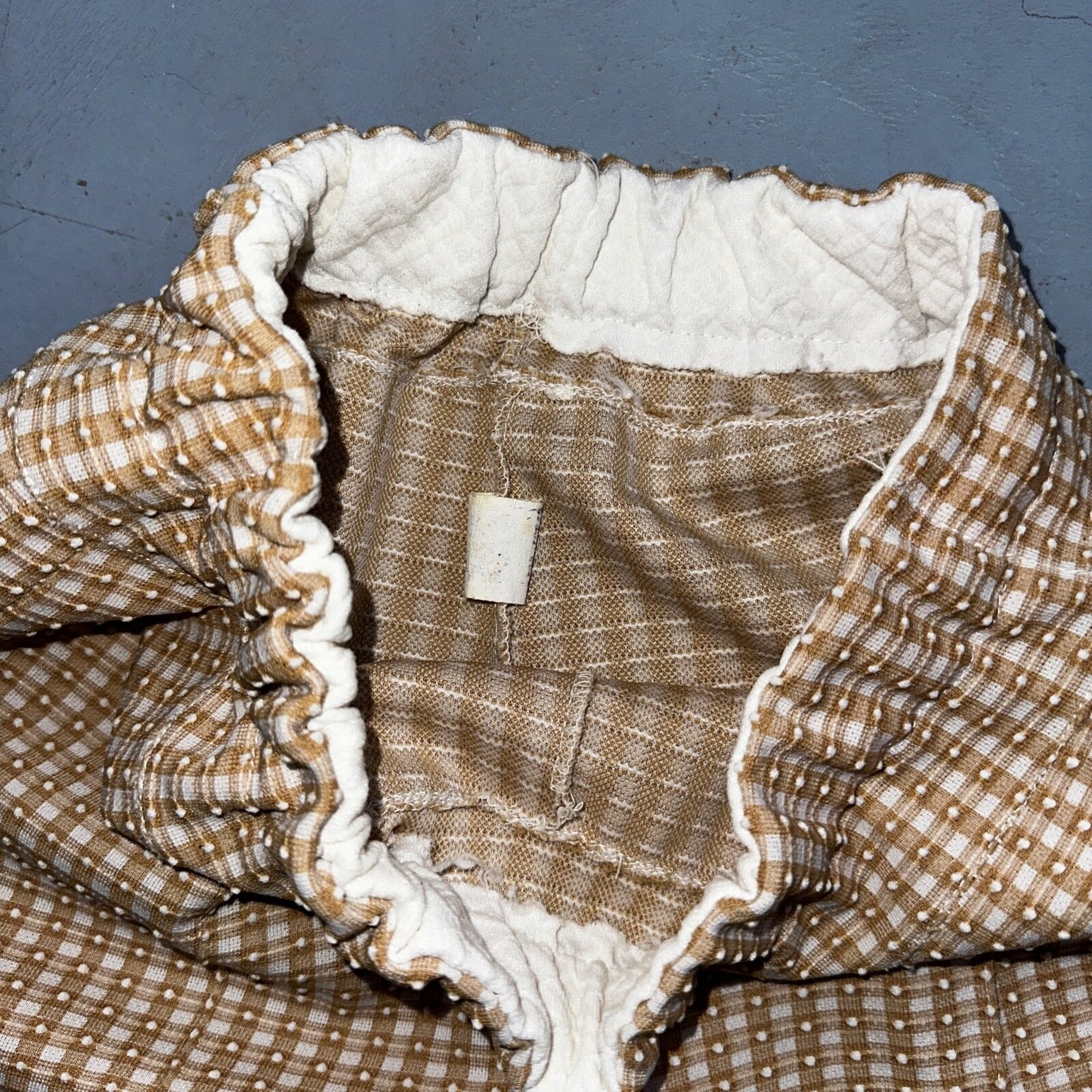 Vintage 70s High Waist Bell Bottom Poly Knit Disco Pants Pattern Checkerboard