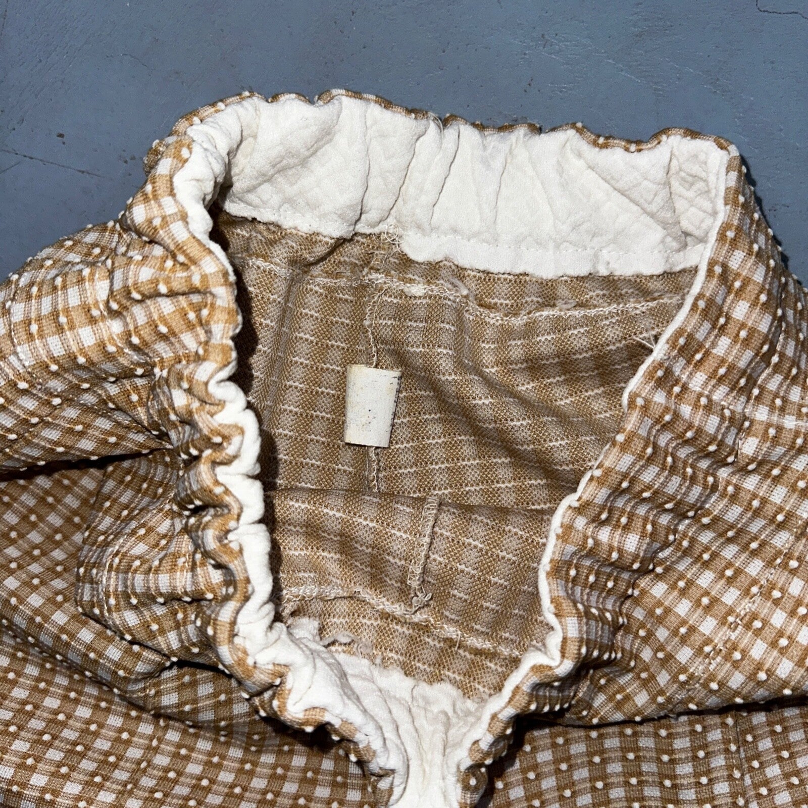 Vintage 70s High Waist Bell Bottom Poly Knit Disco Pants Pattern Checkerboard