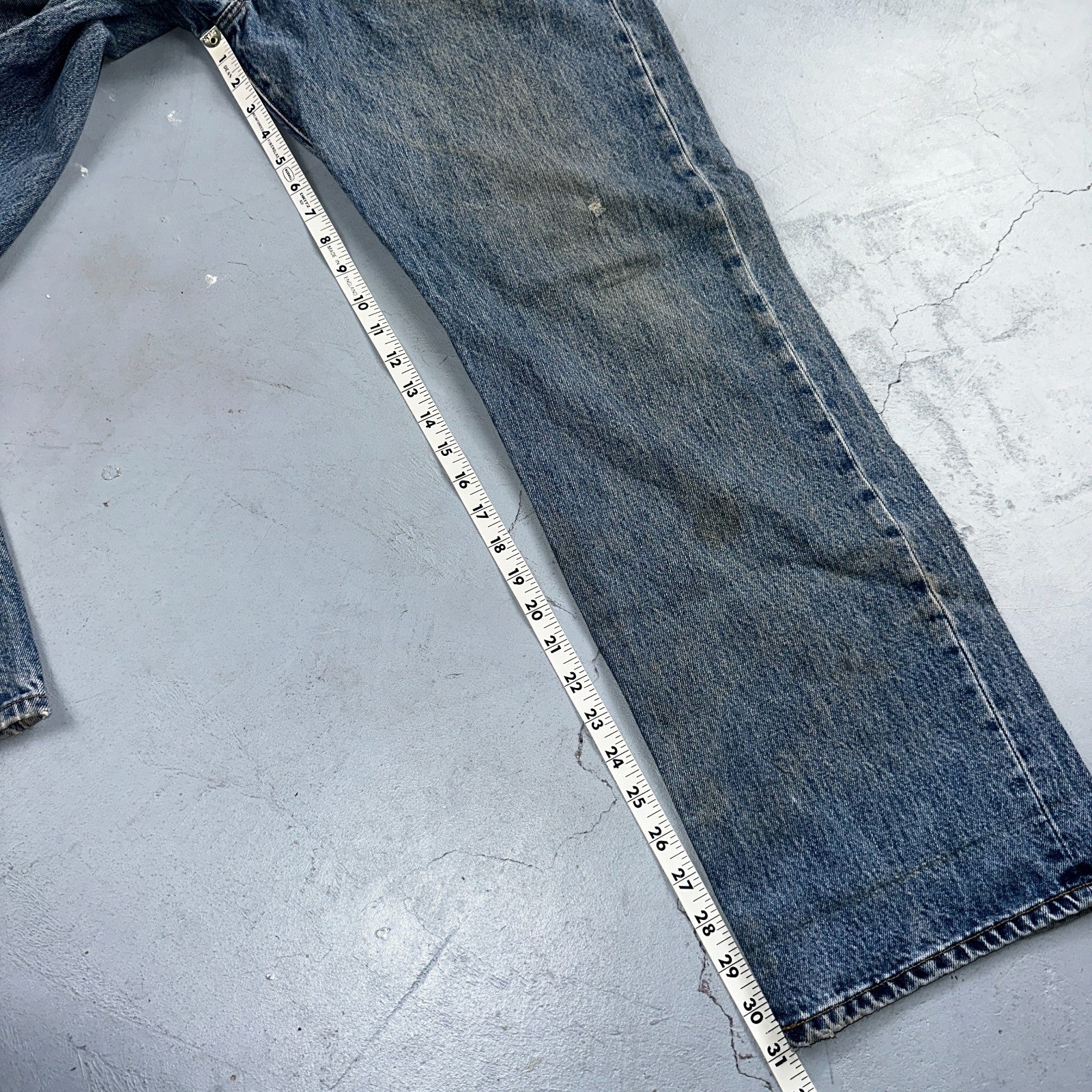 Levis 501 Vintage 90s Mexico Straight Leg Jeans Blue Light Wash 38x30 Act 37x31