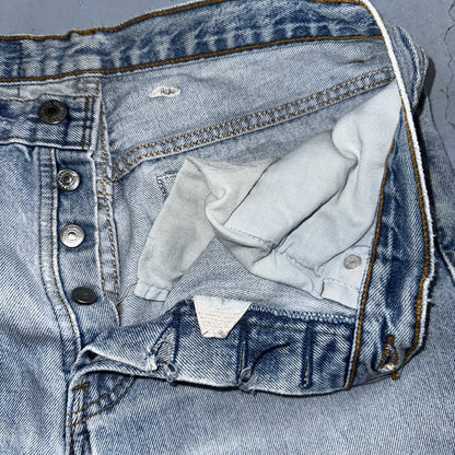 Levis 501 Vintage 90s Straight Leg Jeans 32x30 80s Light Wash Act 28x30 Thrashed