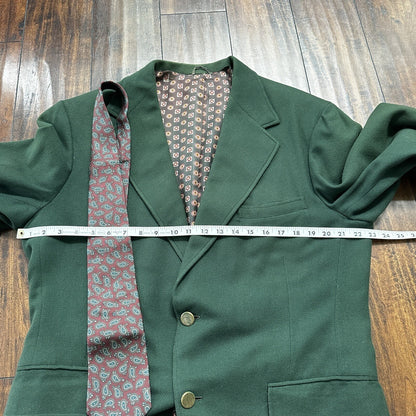 1960s 1970s Green Cashemere Sport Jacket VTG Mens Suit 44 34x32 Rockabilly Gray
