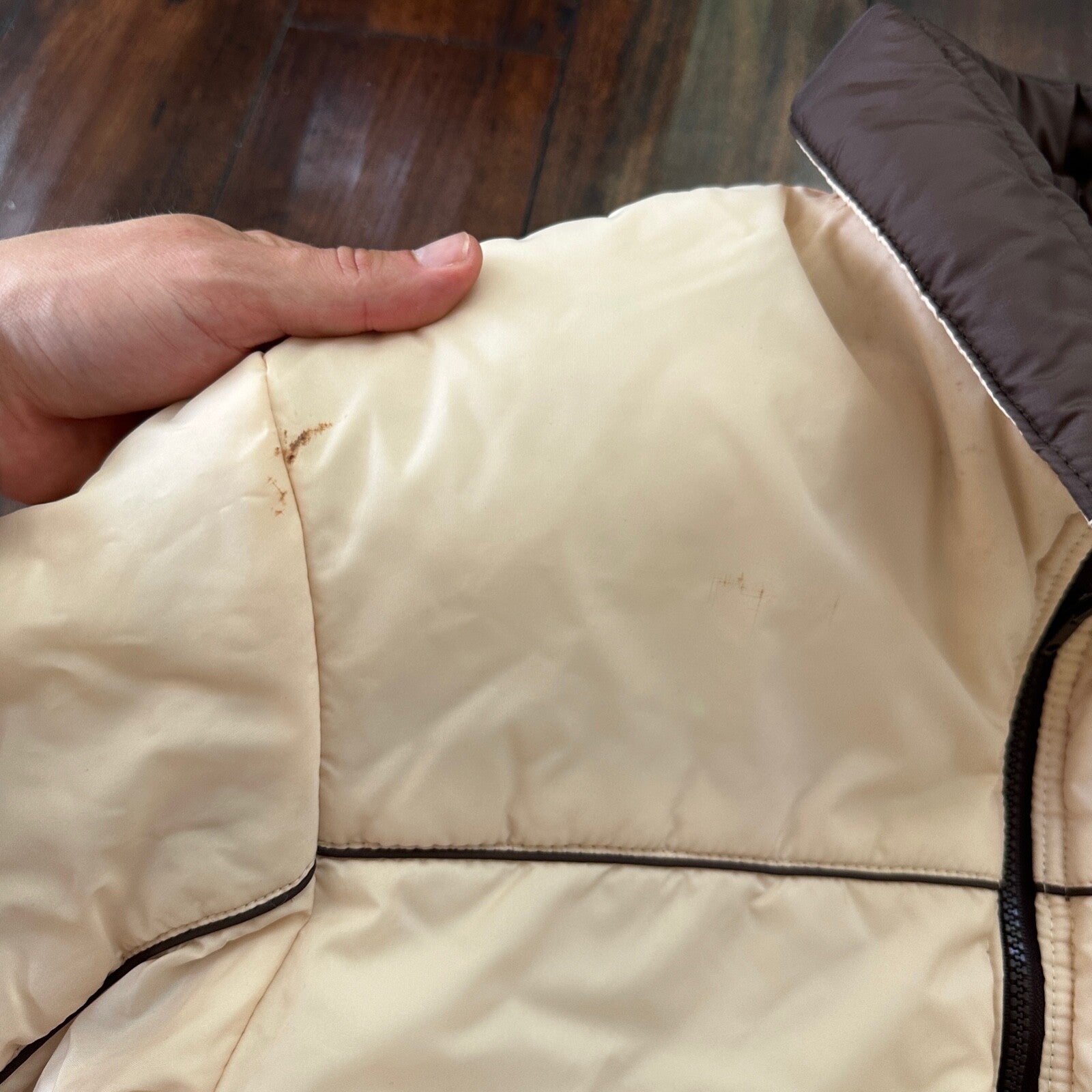 VTG Reversible Ocean Pacific Brown Insulated Puffer Jacket Double Sided 70s 80s