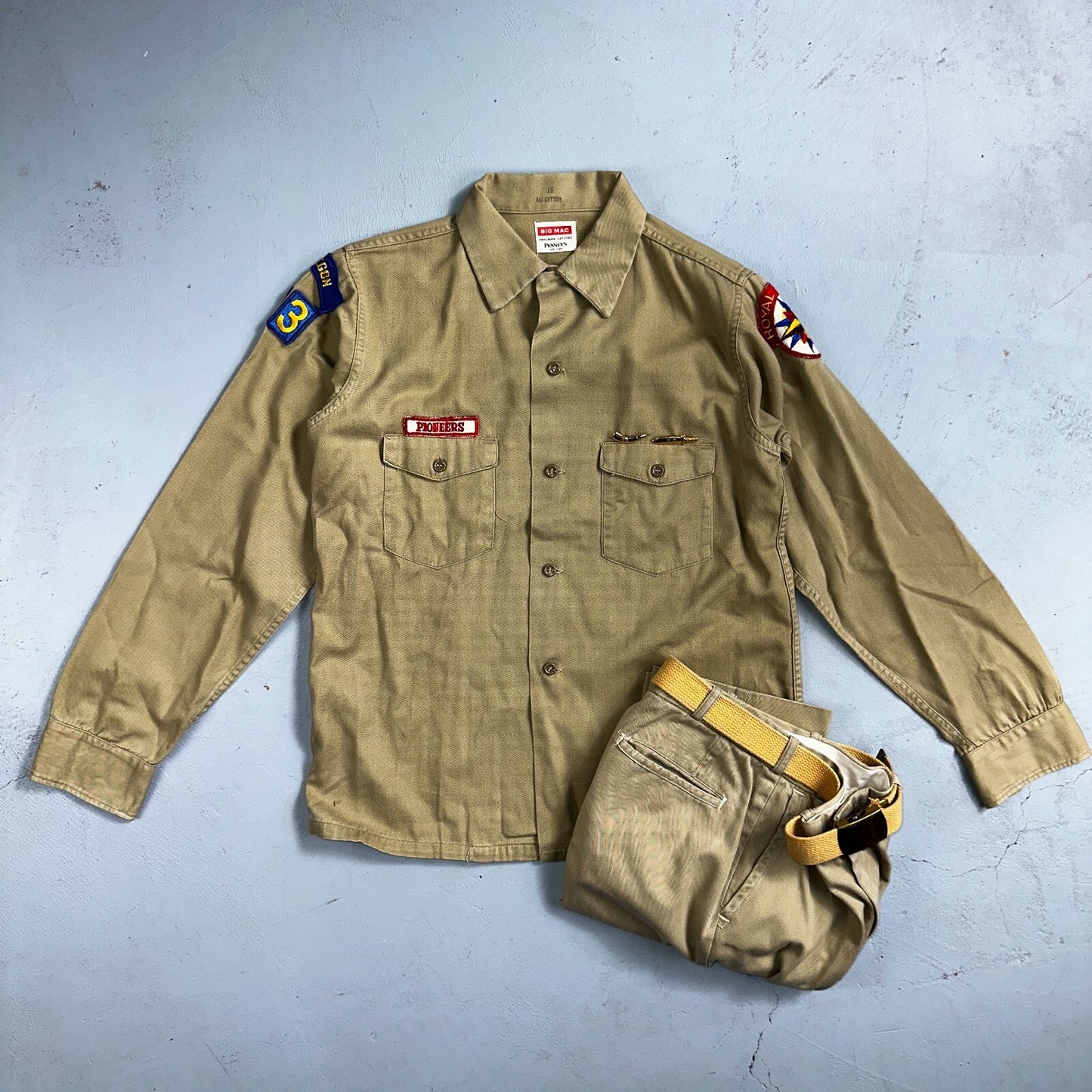 VTG Penneys Big Mac Shirt Pants Set Kids 16 Hunting Rockabilly 1960s Boy Scout