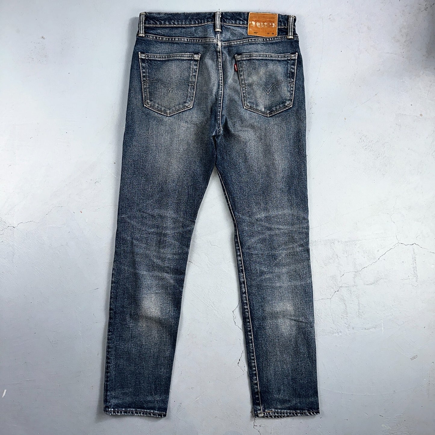 Levis 502 Y2K XX Slim Fit Jeans Blue Med Wash Whiskers 33x34 Vintage Style Worn