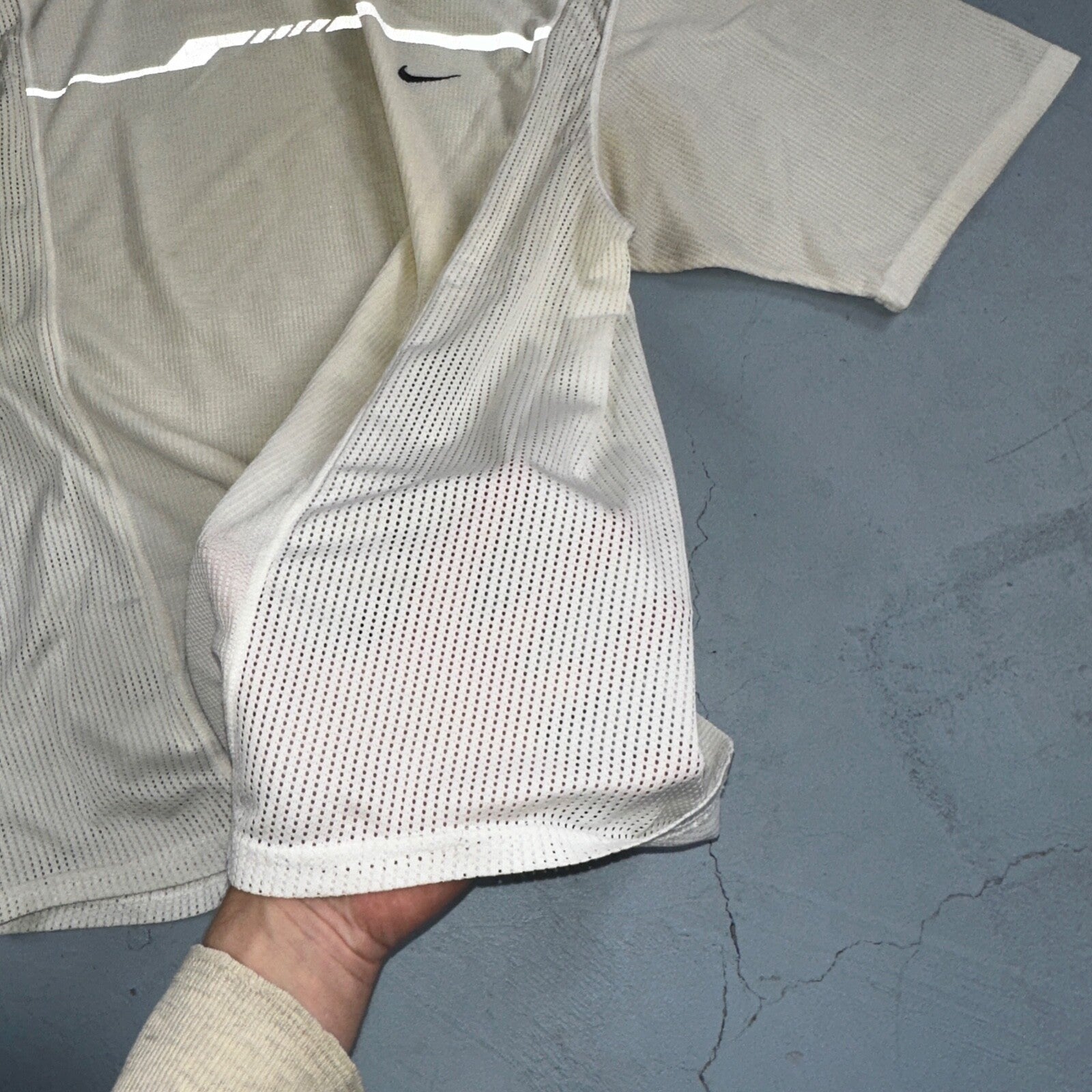 Nike Sphere VTG T Shirt 3M Check Textured Short Sleeve White/Yellow Tennis Sport