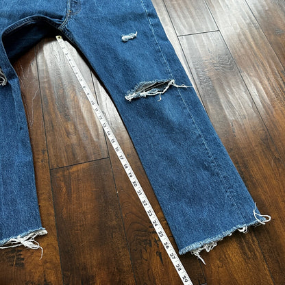 Vintage 90s Levis 501 34x32 USA Blue Denim Jeans Act 30x27 Thrashed Distressed