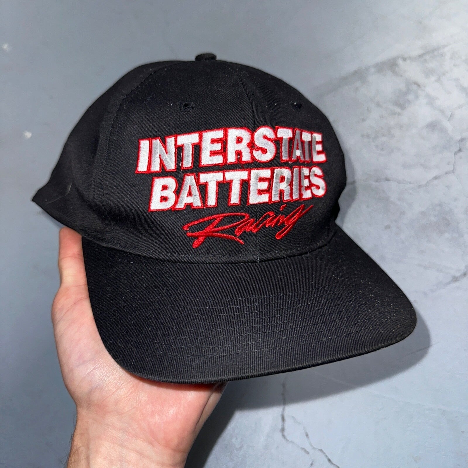 Interstate Batteries Racing Black VTG Hat Cap Snapback Nascar Racing Cool Cars