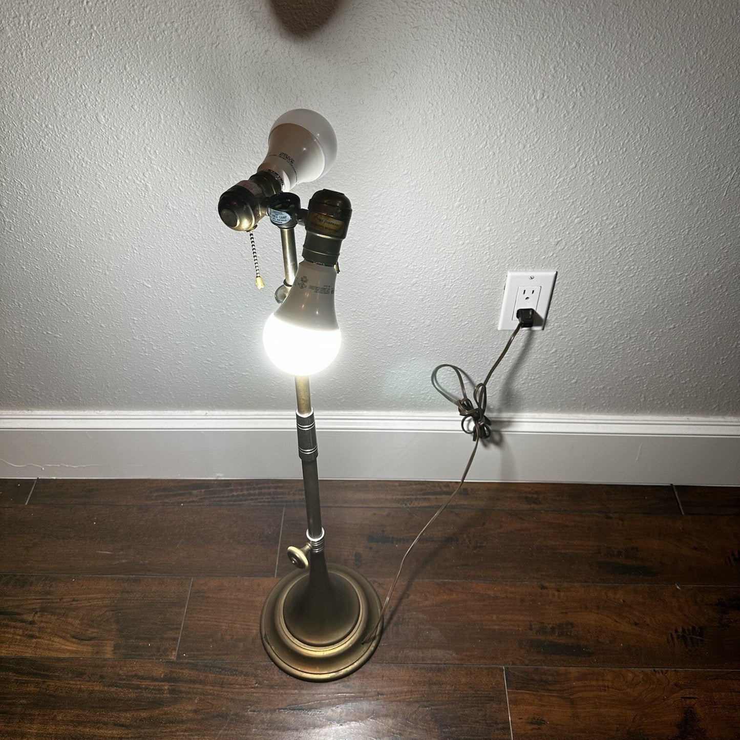 Pair 1986 CHAPMAN Tall Brass Horn Shaped Lamps 1985 Vintage MCM Design Nelson