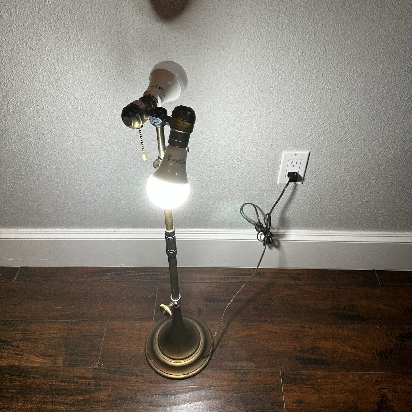 Pair 1986 CHAPMAN Tall Brass Horn Shaped Lamps 1985 Vintage MCM Design Nelson