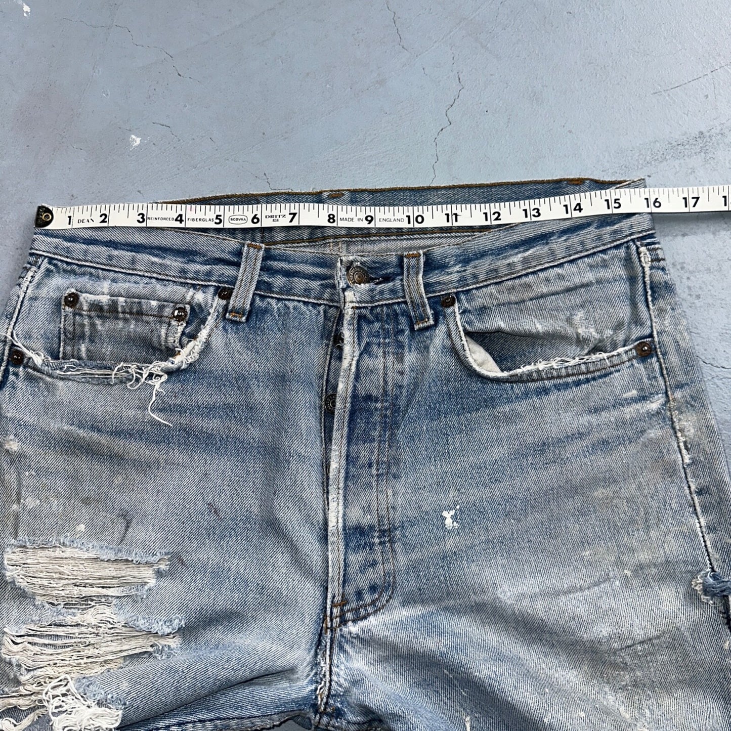 Levis 501 Vintage 80s USA XX Straight Leg Jeans Blue Thrashed 33x38 Act 31x33