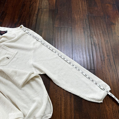 Avenue Blues Jeans Denim Henley Waffle Knit Thermal Shirt 26/28 1980s 80s 90s