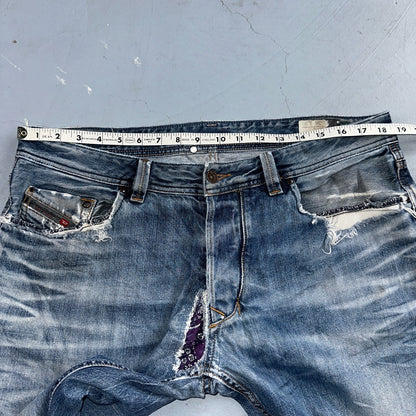 Diesel Larkee Bootcut Stretch Jeans Mens 36x30 Blue Straight 008M2 Whisker Italy