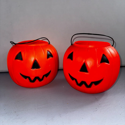 Vtg 1980s General Foam Plastics Pumpkin Pail Bucket Made in USA Retro Halloween