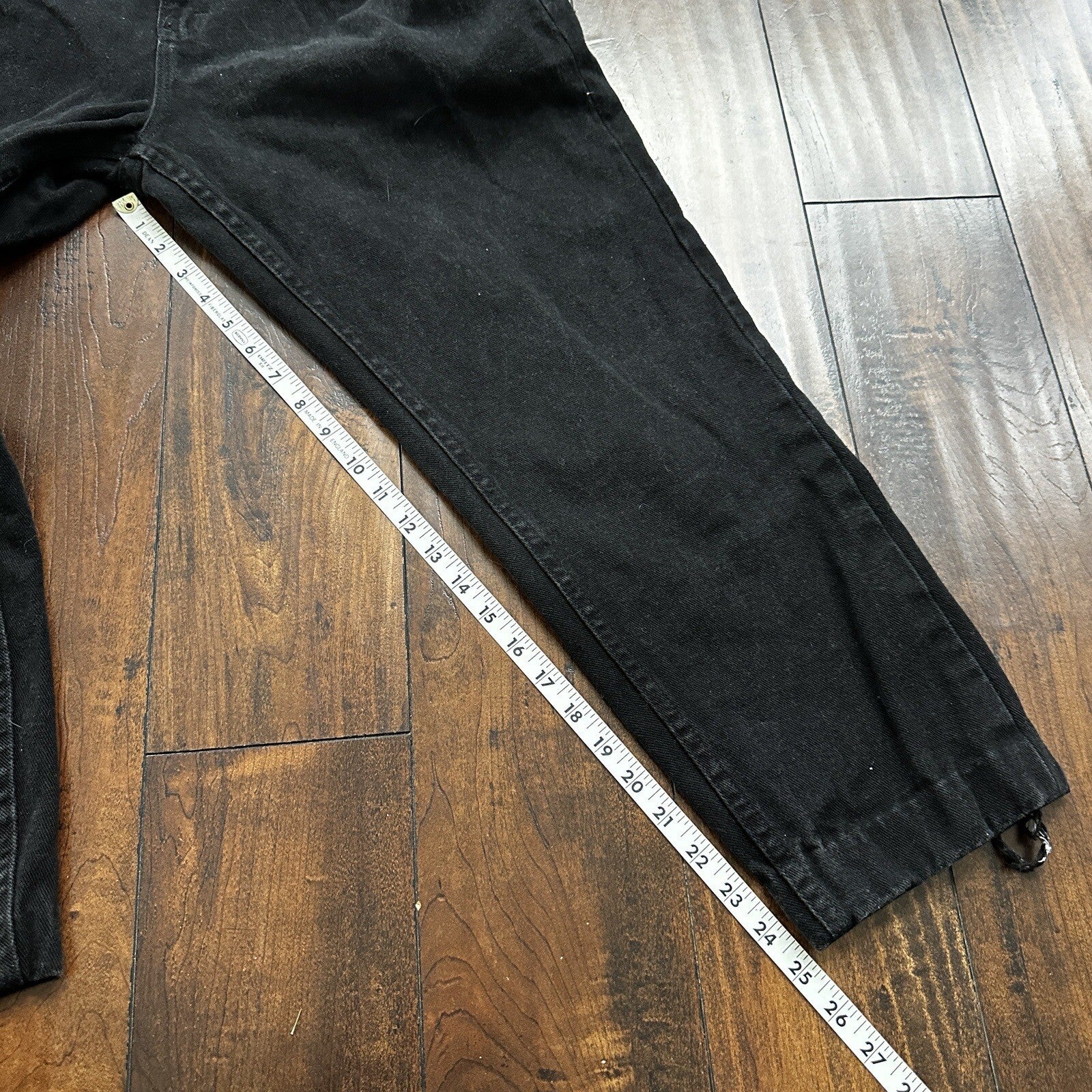 Vintage Lee Original Jeans Women's Long Black High Rise Tapered Capri 26x25 90s