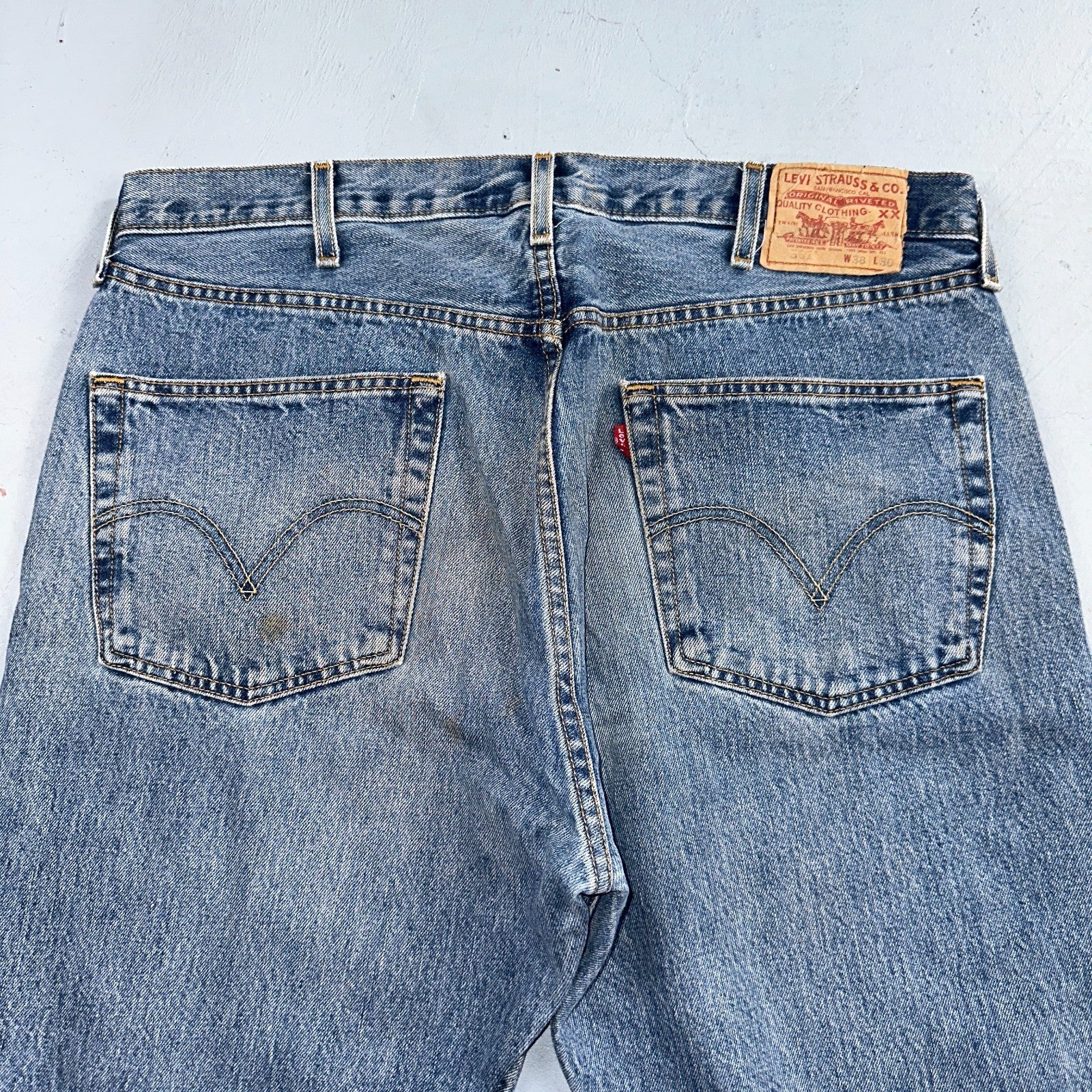 Levis 501 Vintage 90s Mexico Straight Leg Jeans Blue Light Wash 38x30 Act 37x31