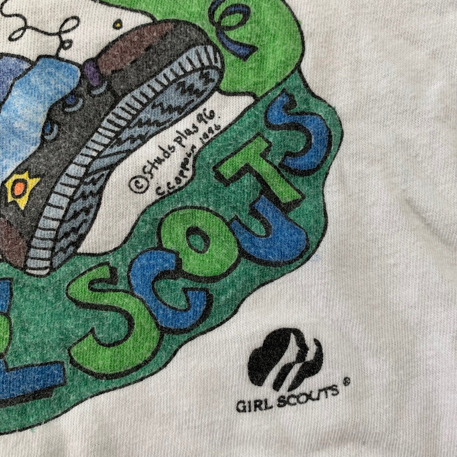 Girl Scouts Grateful Dead Bear Vintage T Shirt Hippie Rainbow Stoner 90s Trippy