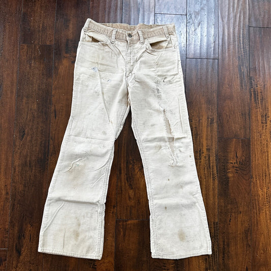 Levis 684 VTG Corduroy Pants Bell Bottom USA 30x27 Boot Cut 1970s 70s Beige