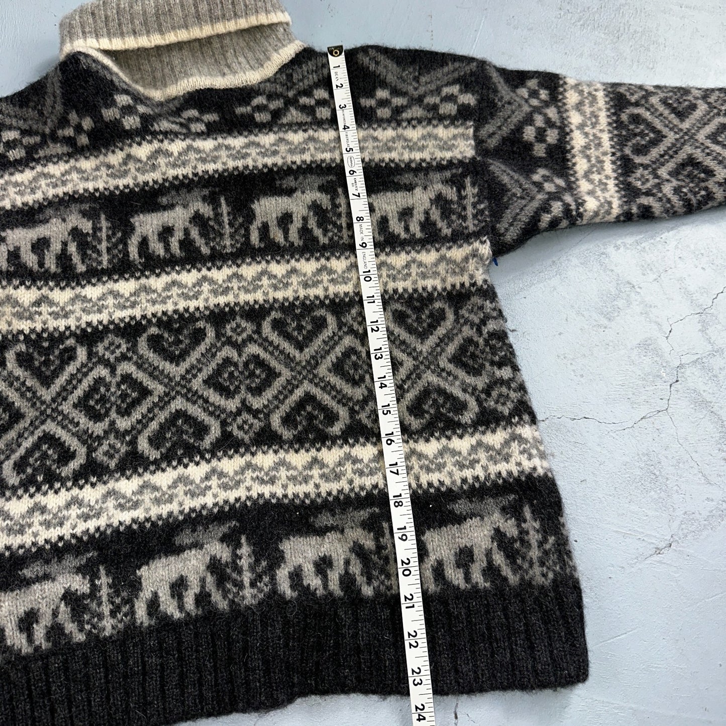 Eddie Bauer Vintage 1992 Wool Turtleneck Fair Isle Pullover Sweater L Womens