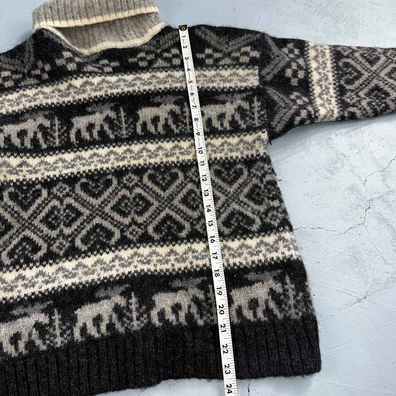 Eddie Bauer Vintage 1992 Wool Turtleneck Fair Isle Pullover Sweater L Womens