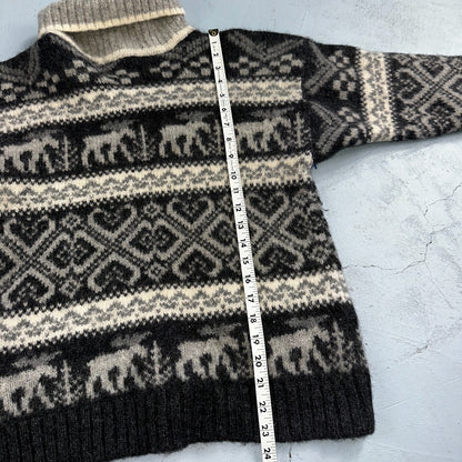Eddie Bauer Vintage 1992 Wool Turtleneck Fair Isle Pullover Sweater L Womens