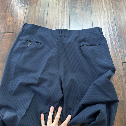 1960s Navy Blue Sport Jacket VTG Mens Suit 44 38x28 Rockabilly Pinstripe Pants