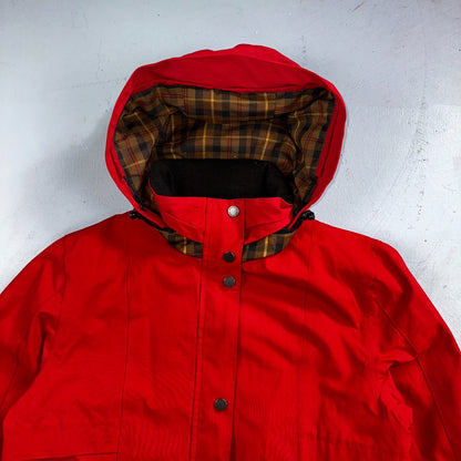 Pendleton Womens Medium Full Zip Hooded Plaid Lined Outdoor Jacket VTG Style Red