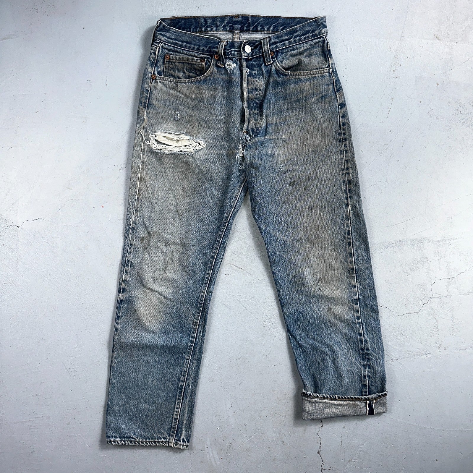 Levis 501 Vintage 80s Redline Selvedge USA XX Jeans Light Wash 32x31 Act 29x27