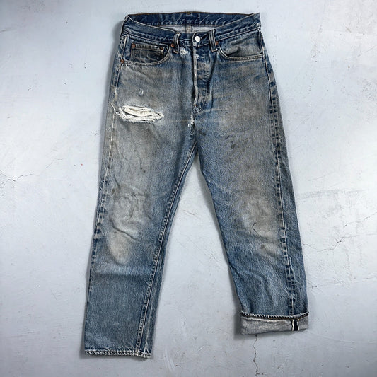 Levis 501 Vintage 80s Redline Selvedge USA XX Jeans Light Wash 32x31 Act 29x27