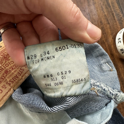 Vintage 90s Levis 501 29x34 USA Blue Denim Jeans Act 27x29 Med Wash Custom Bee