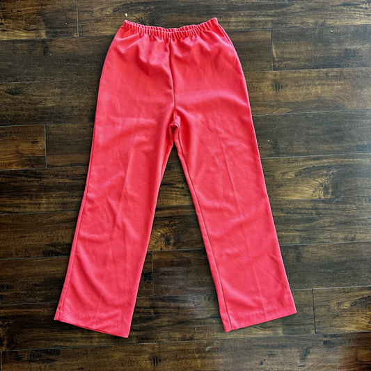 Vintage 70s High Waist Bell Bottom Poly Knit Disco Pants Pattern 80s Pink