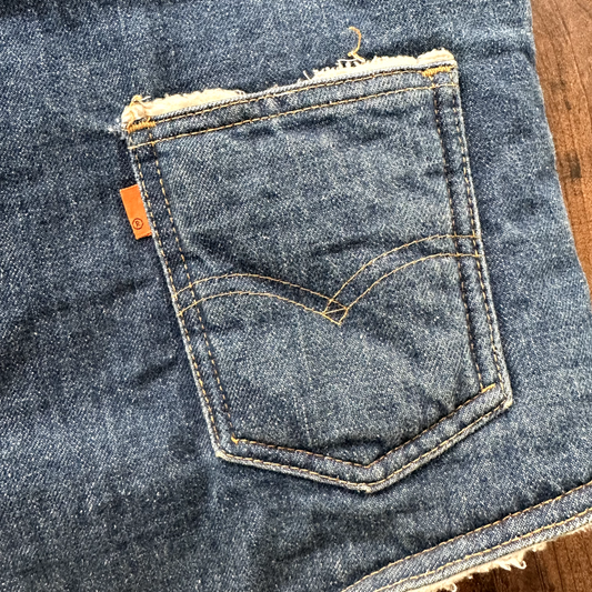 Vintage Levis Denim Sherpa Lined Vest Blue Jean Jacket 70s Orange Tab Medium