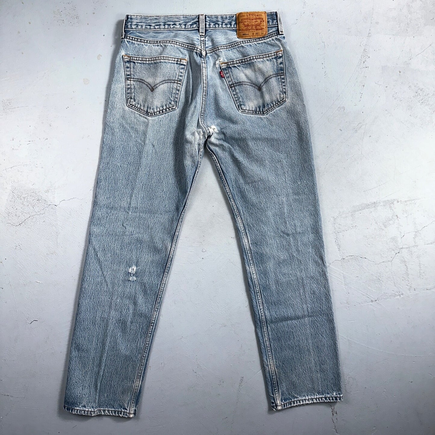 Levis 501 Vintage 90s XX Straight Leg Mexico Jeans 34x36 Light Wash Act 31x30