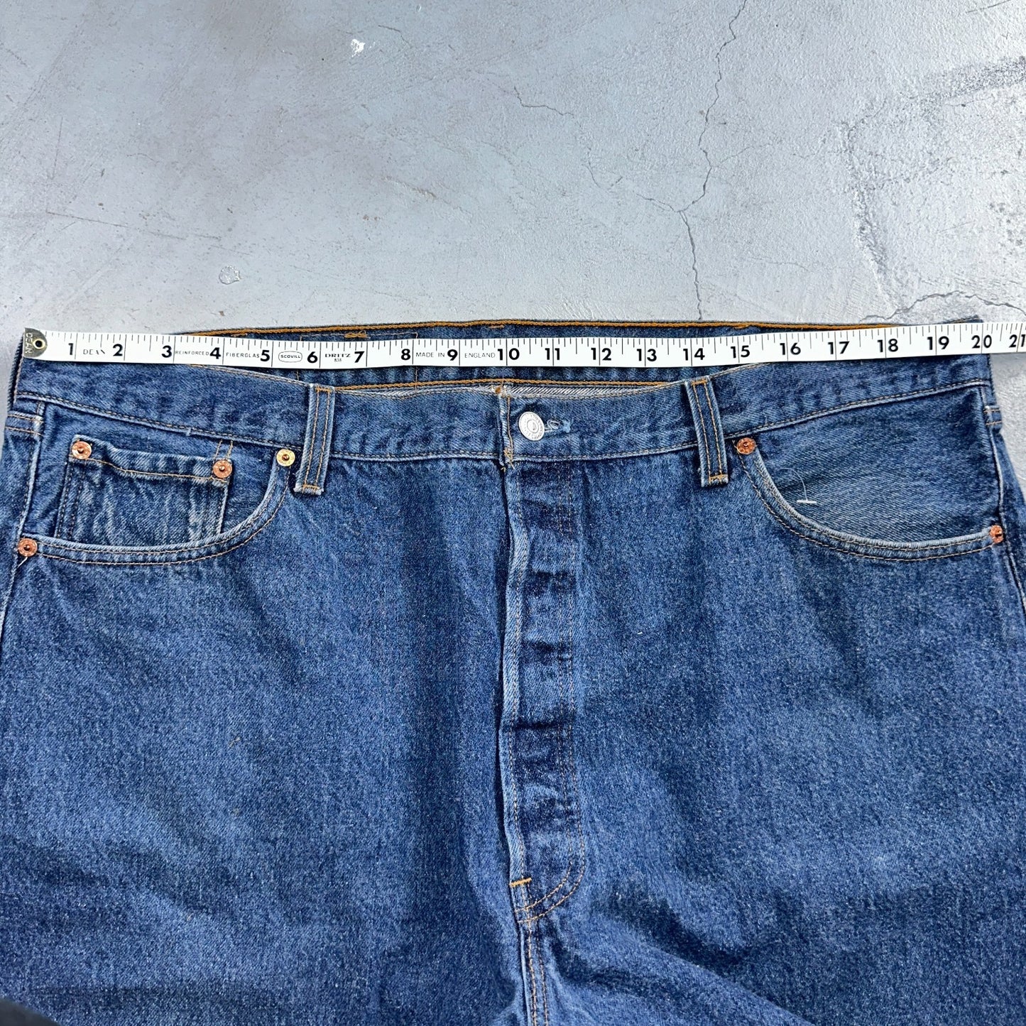 Levis 501 Vintage 90s USA XX Straight Leg Jeans Blue Med Wash 44x32 Act 40x29