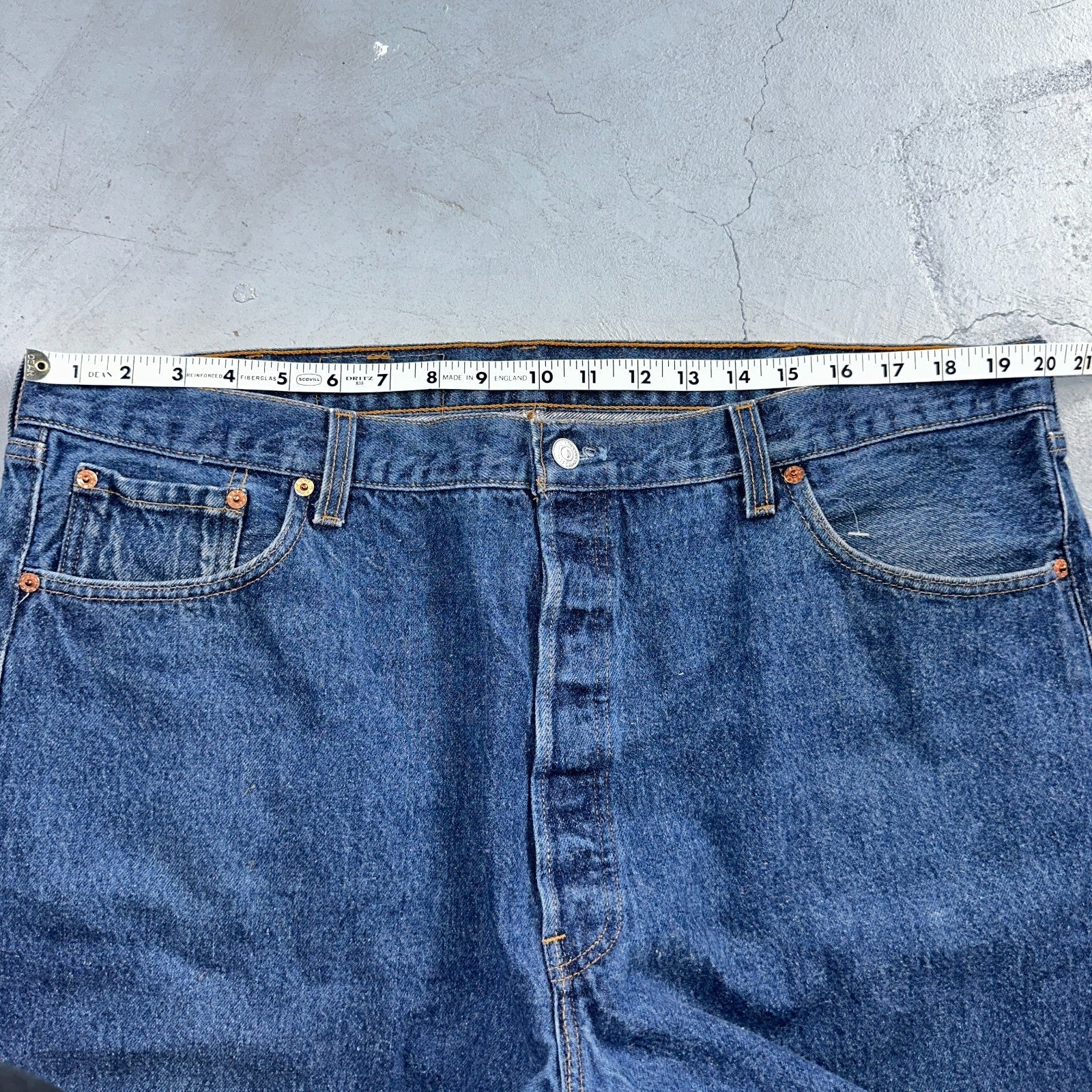 Levis 501 Vintage 90s USA XX Straight Leg Jeans Blue Med Wash 44x32 Act 40x29