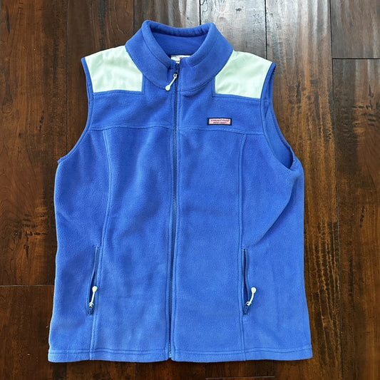 Vineyard Vines Vest Womens Large Blue Whale Zip Fleece Coat Casual Ladies