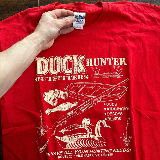 Duck Hunter Vintage T Shirt Swimming Canoe Row Gun Red Y2K Hunting Cool Country