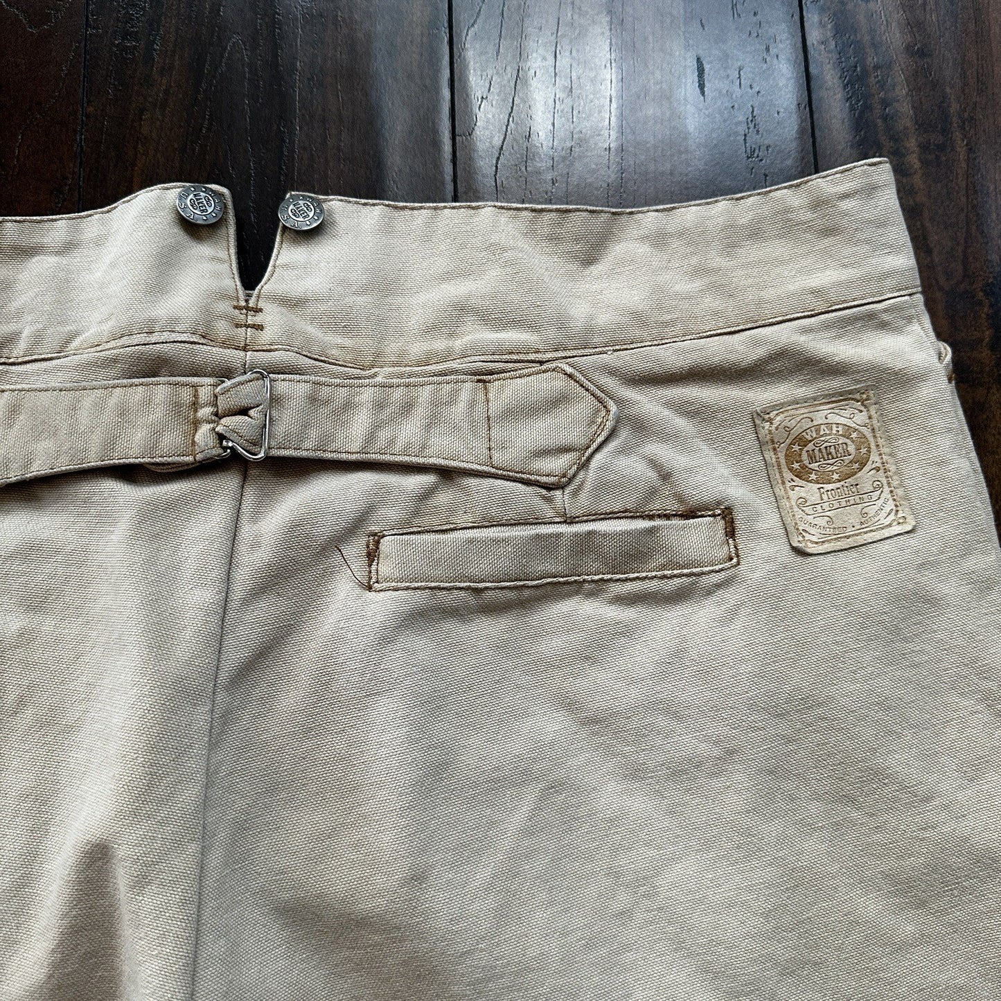 VTG Mens Frontier Maker USA Outdoor Pants Buckleback Cowboy 40 Tan Western